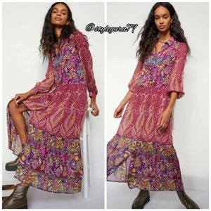 NWT, Anthropologie, Nikole Maxi Printed Shirtdress
